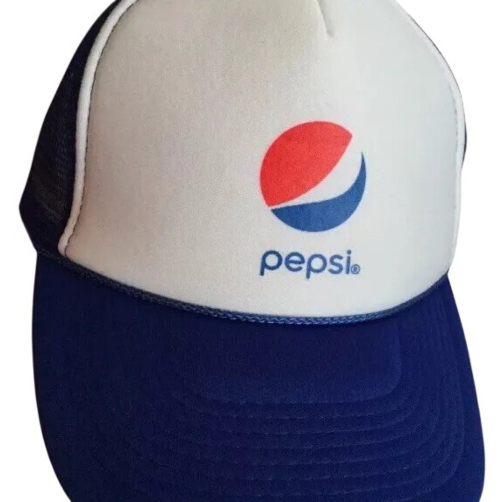 Otto Pepsi Logo Trucker Hat Blue White Mesh Snapback Foam Cap 32-468 vintage